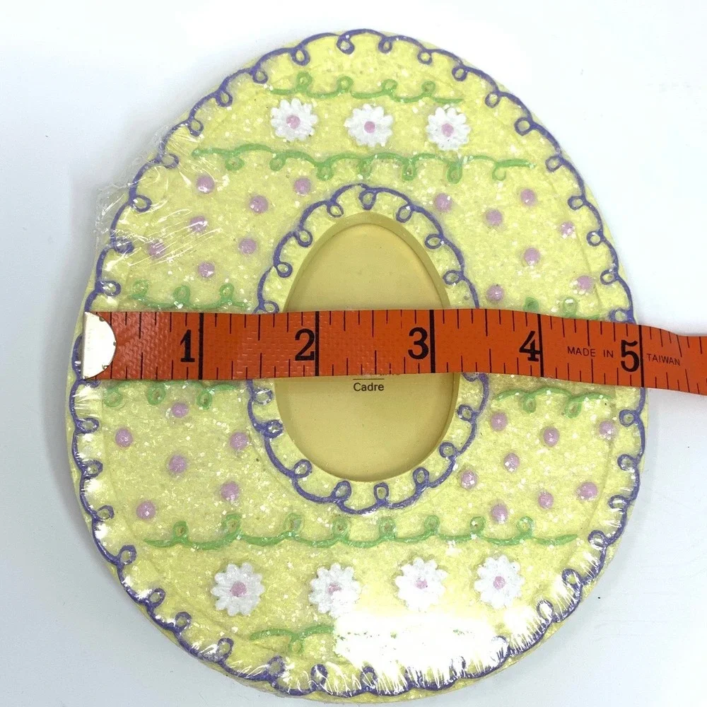 Hallmark Easter Egg Photo Frame Yellow Glitter Floral‎ Pastel Wrapped NWT